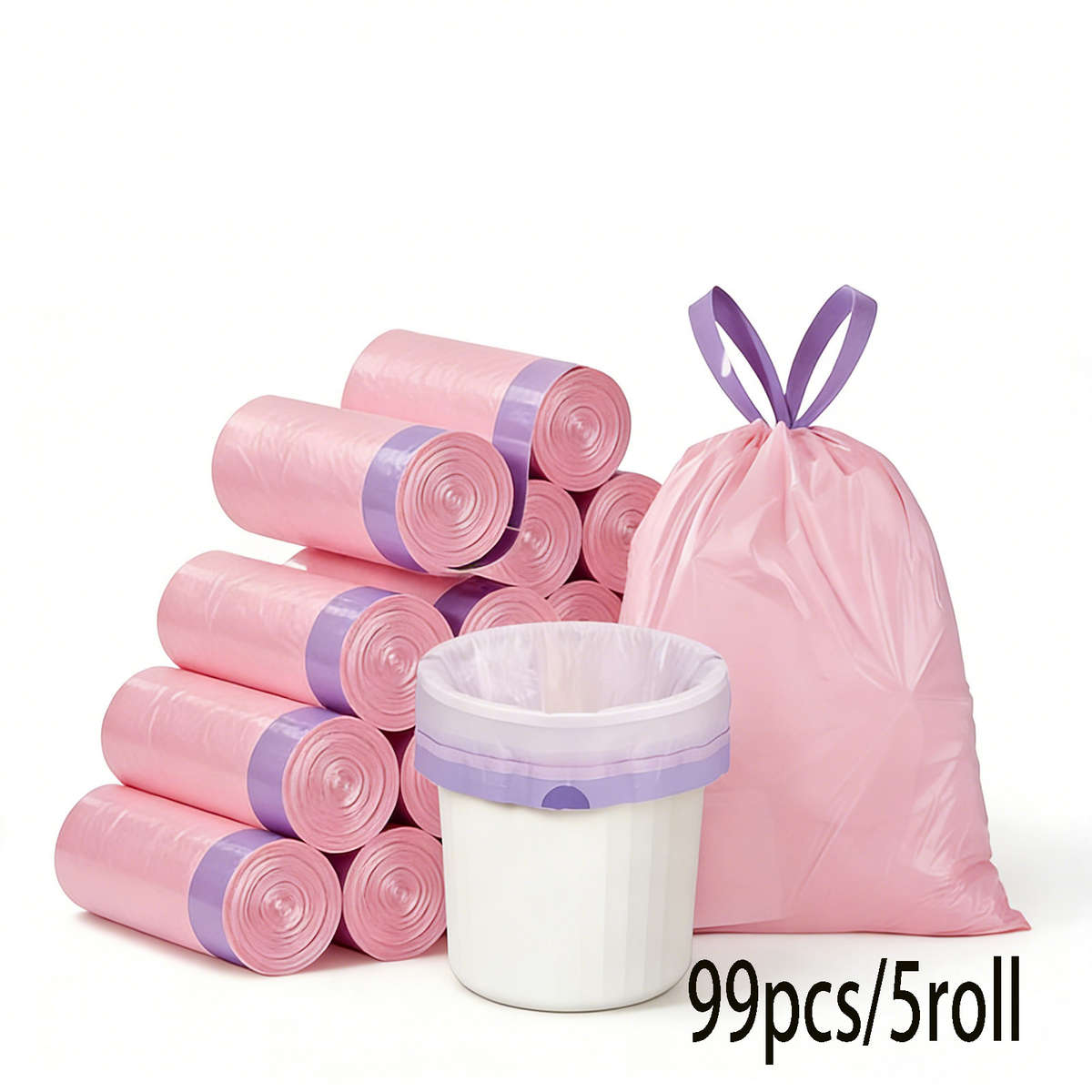 Trash Bagpink 99Pcs5Rolls