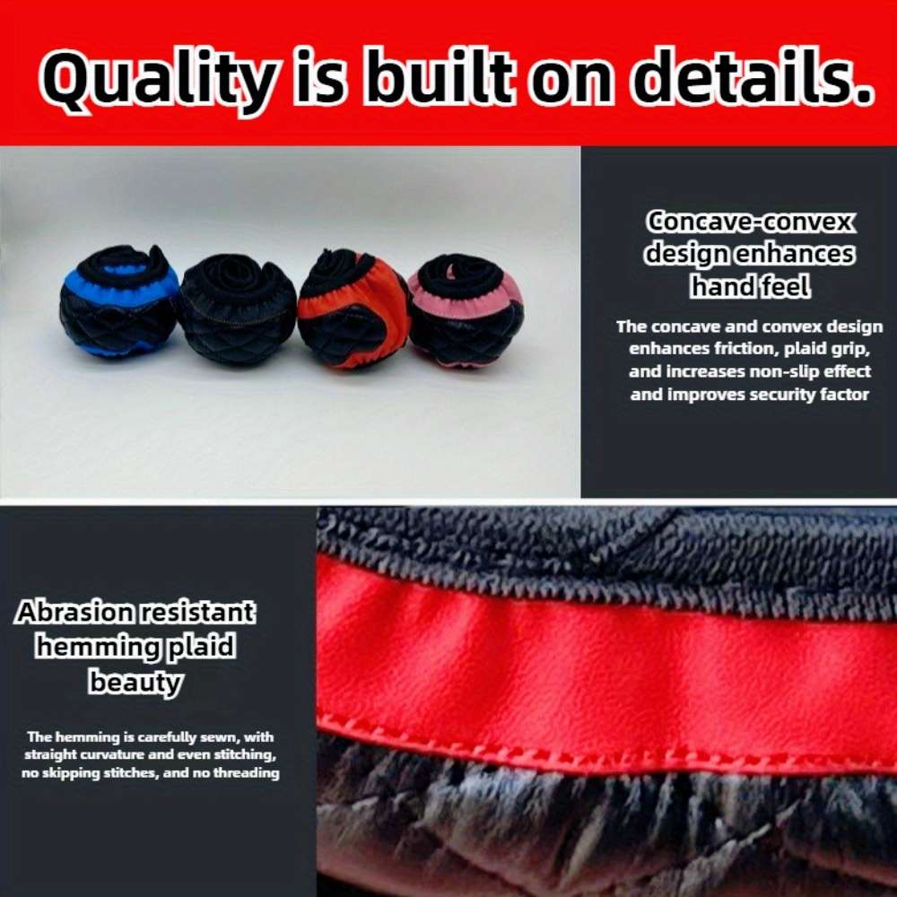 Car Steering Wheel Cover Black+Red Lines