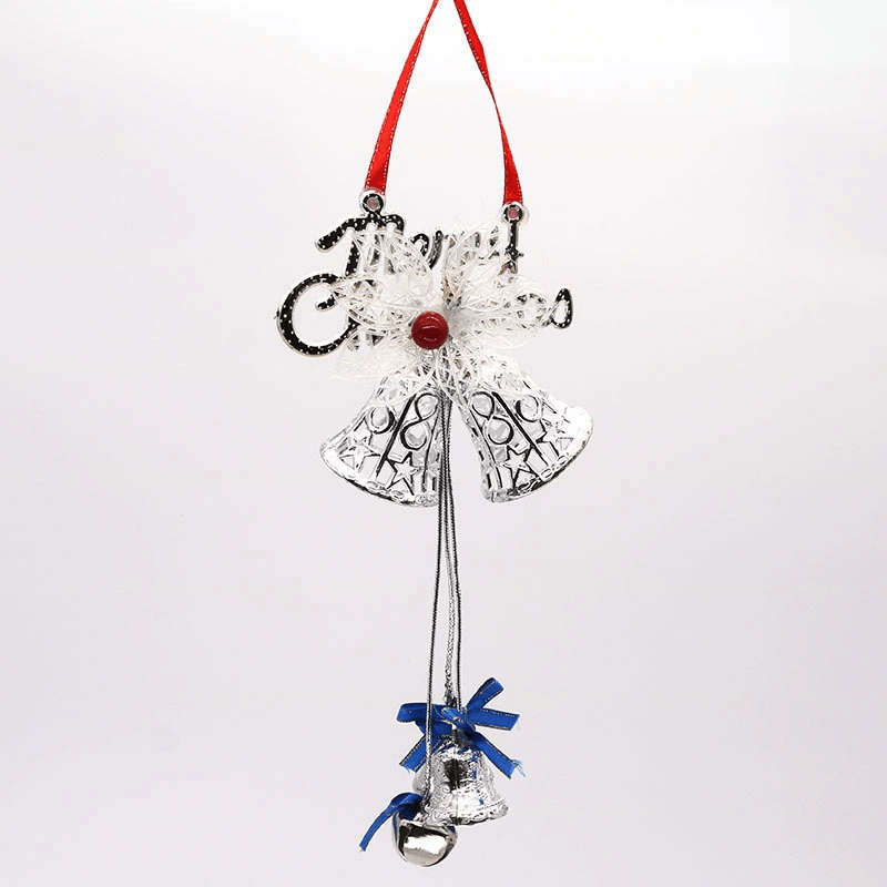 Christmas Decorations Color Silvery Items 1 Piece Of Christmas Three Bells With Bows