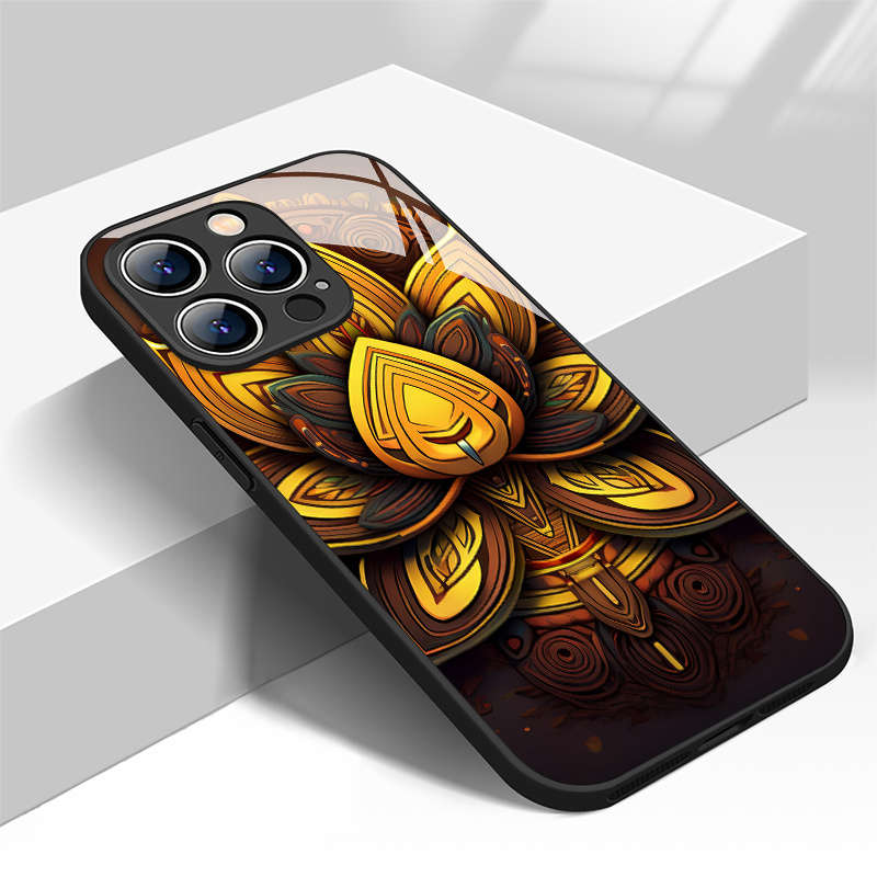 1Pc Mixed Color For iPhone 13 Pro Max African Totem Lotus Phone Case