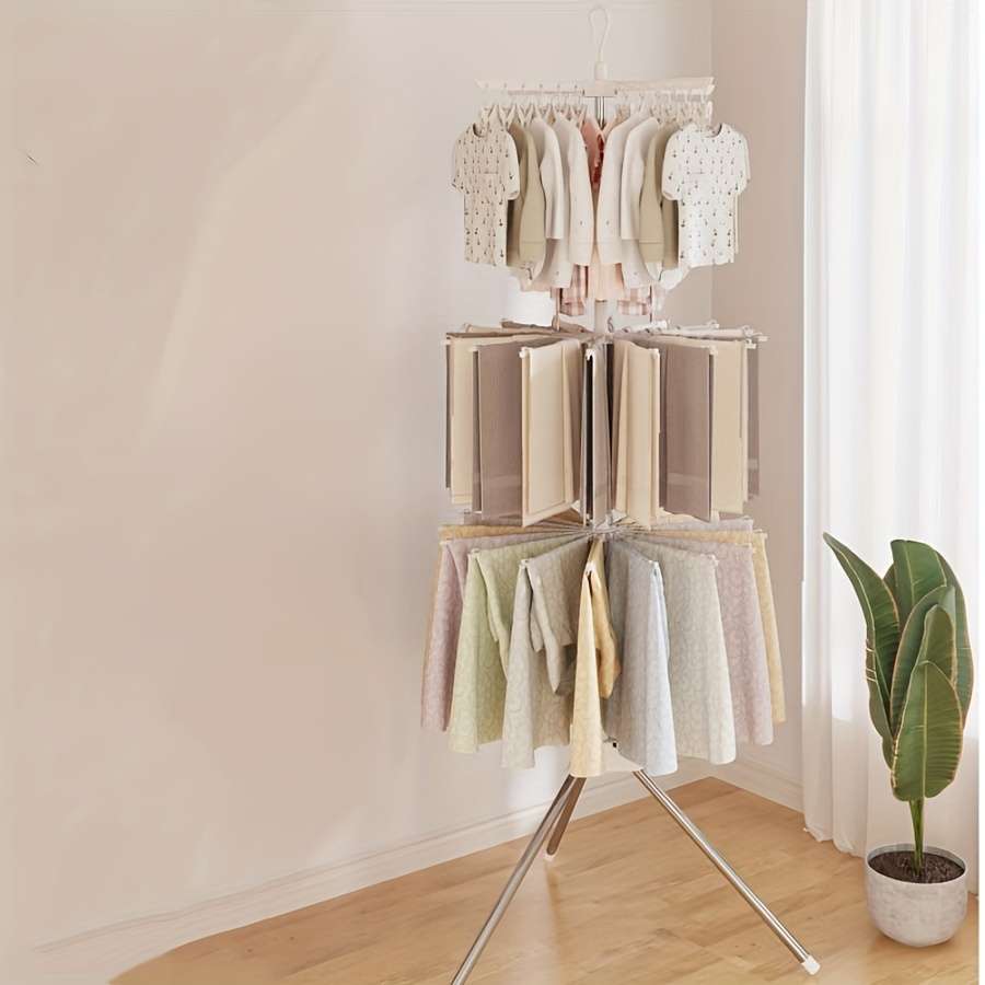 Clothes Rack 3 Layers Can Be Rotated Size Versatile And StylishWhite