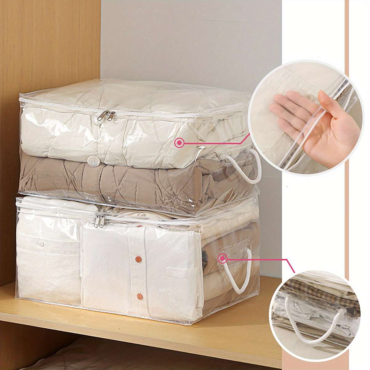 Rikooi Assorted Sizes Transparent Pvc Storage M1Pc