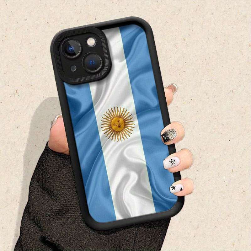 1Pc Black For iPhone 14 Argentine Flag Pattern Phone Case