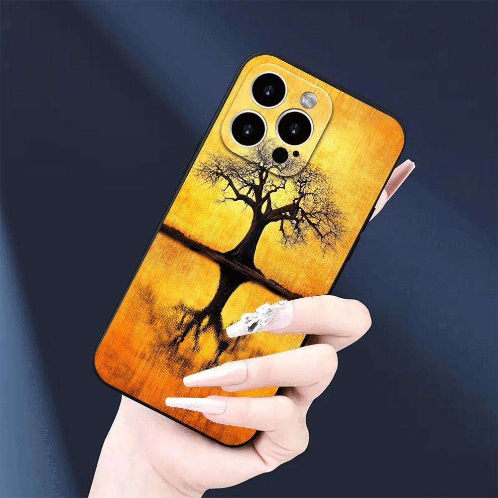 1Pc Black For iPhone 16 Pro African Sunset Phone Case