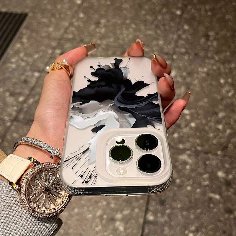1Pc Transparent Black For iPhone 16 Pro Phone Case Phone Cover
