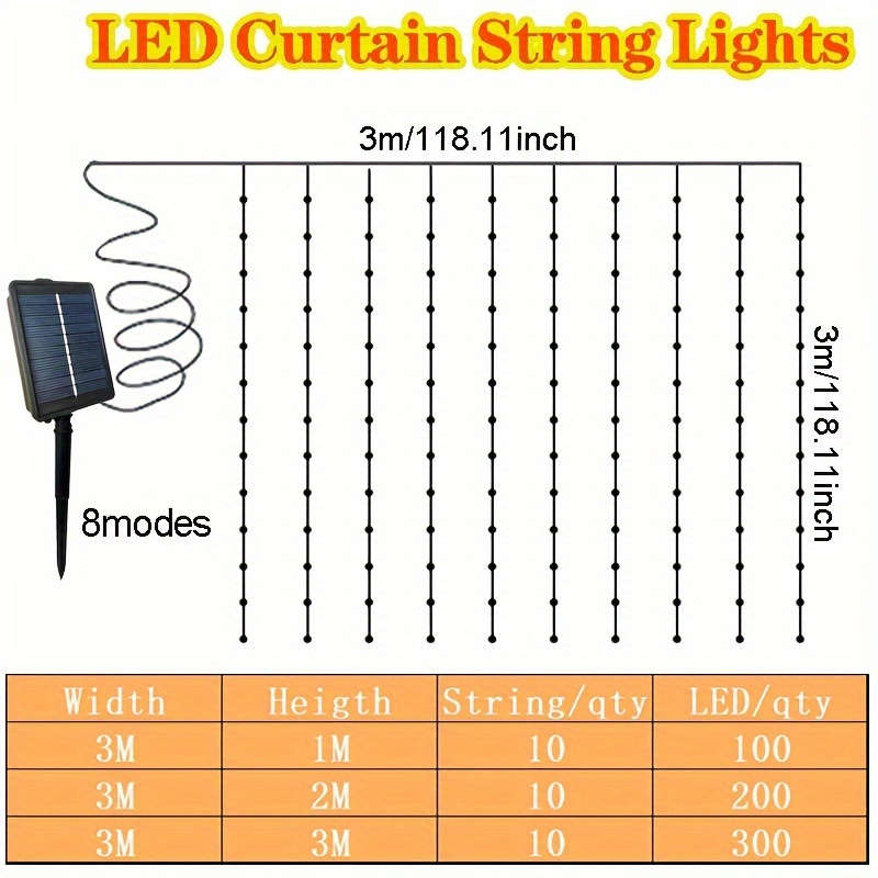 200 Led Solar Powe Fairy Lights Color 2M