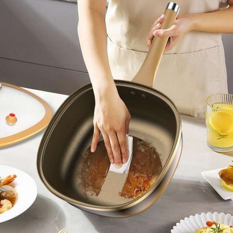 3Pcs Exquisite Titanium Coated Non Stick Wok Set Gift