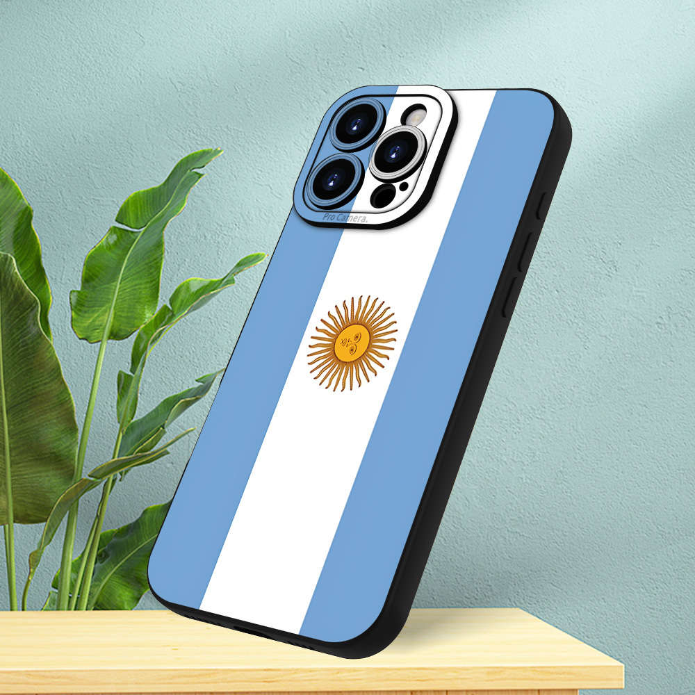 1Pc Black For iPhone 13 Pro Argentine Flag Pattern Phone Case