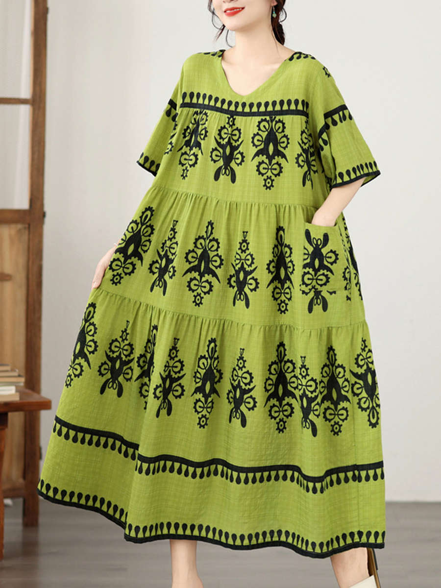 Women S Dress Color Green Size Asian One Size