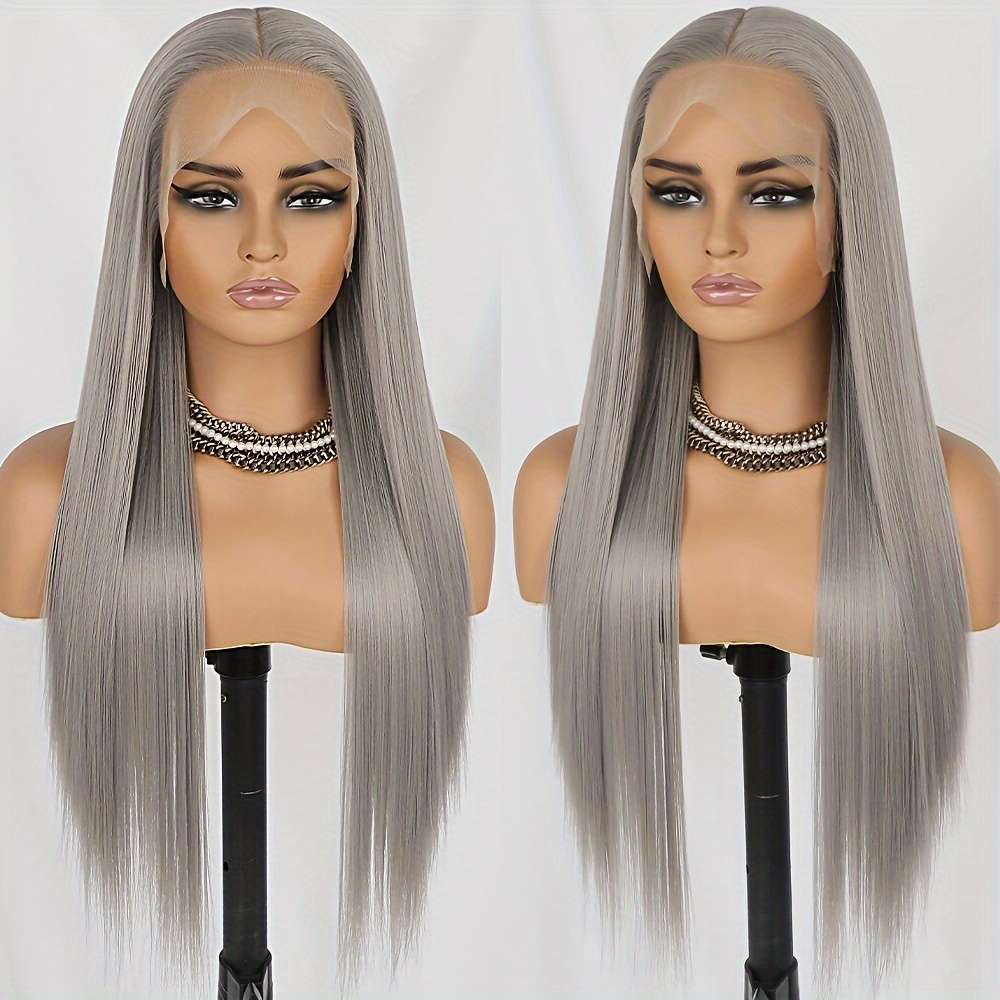 Grey Womens Wigs Hair Length 66.04Cm