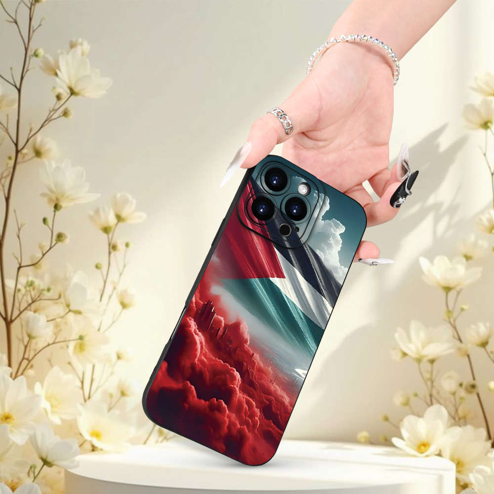 1Pc Black For iPhone 8 Plus Flag Pattern Phone Case