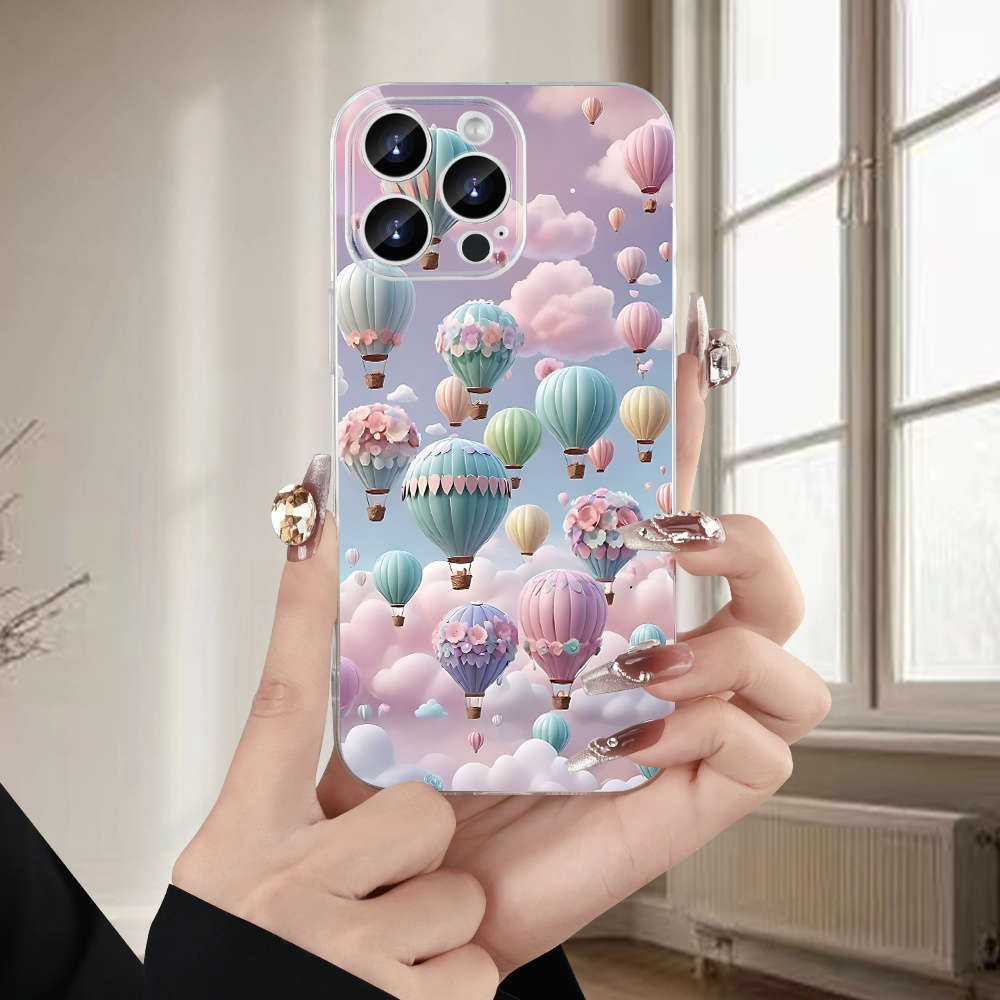 1Pc Transparent For iPhone 16 Pro Hot Air Balloon Phone Case