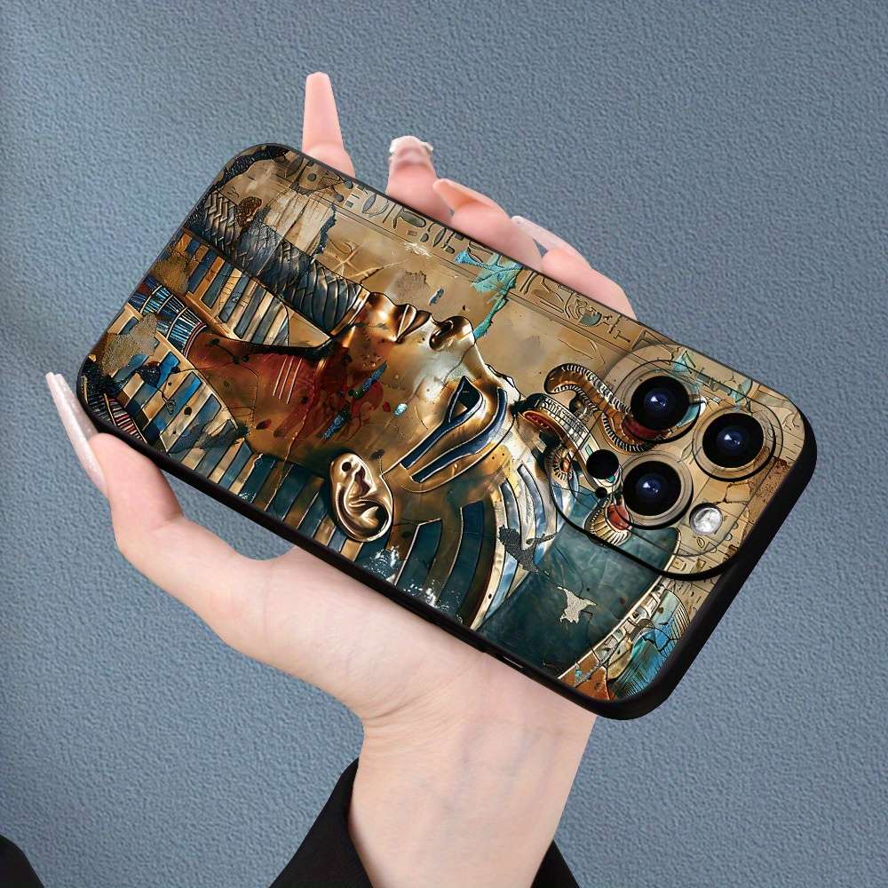 1Pc Black For iPhone 14 Plus Egyptian Pharaoh Phone Case