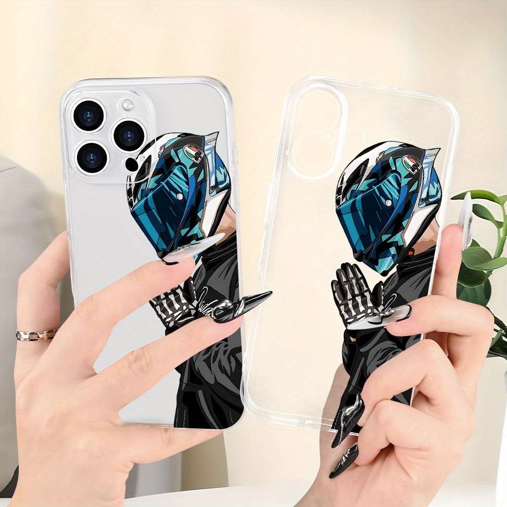1Pc Transparent For iPhone XS Motorcycle Boy Phone Case