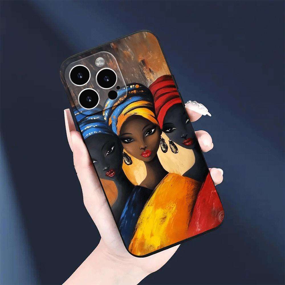 1Pc Black For iPhone 14 Pro African Designed Phone Case