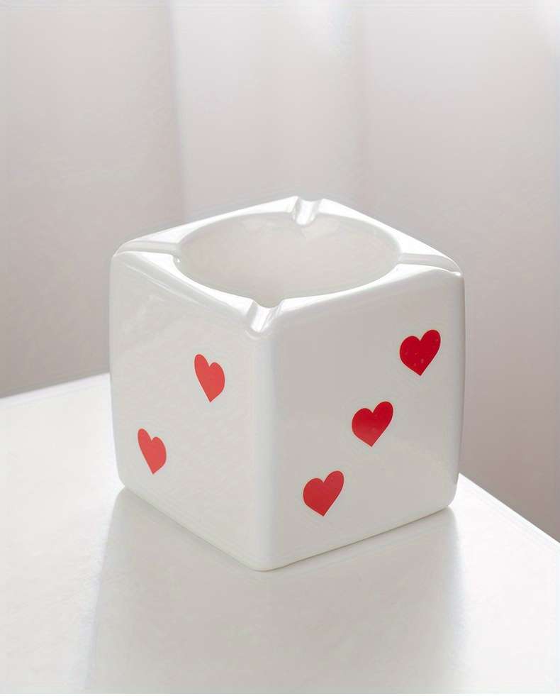 Classic Creative Ceramic Ashtray Dice Shape Storage Table Decoration Model Dot