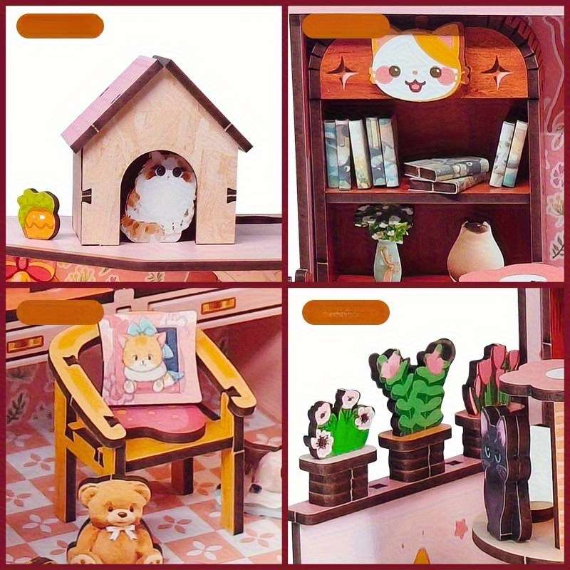3D Building Model Puzzle Set Style Cat House