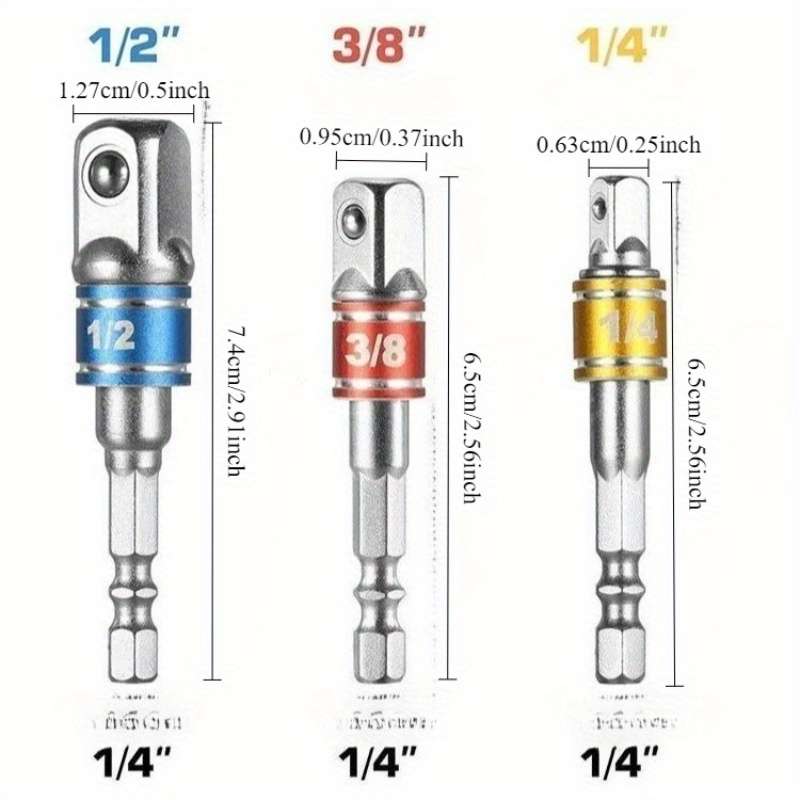 3-Piece Hex Wrench Socket Adapter