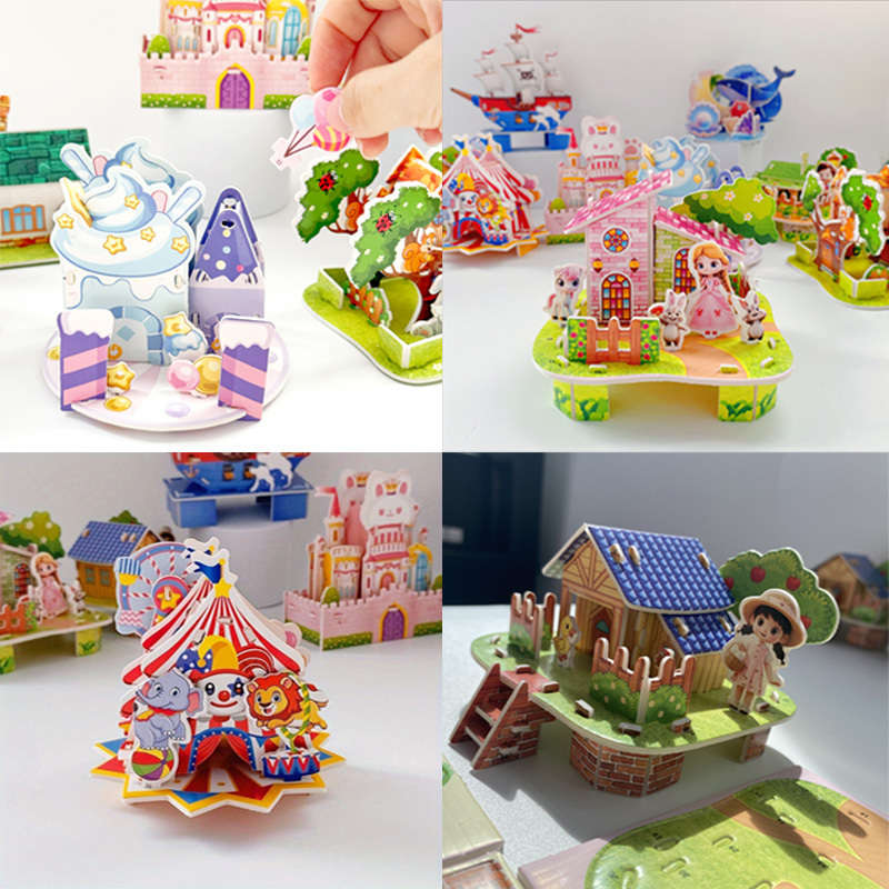3D Building Model Puzzle Set Style Random Quantity 4 Pcs