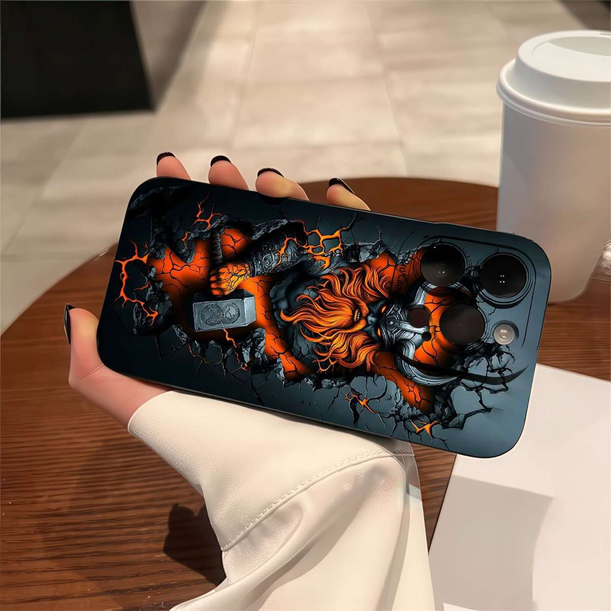 1Pc Black For iPhone 12 Pro Max Viking Pattern Phone Case