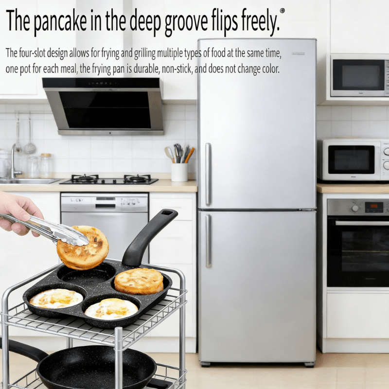 Frying Pan Material 4Slot Curvedhandle Waffle Maker