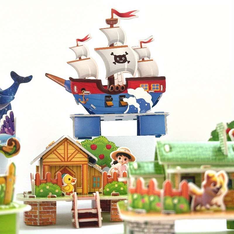 3D Building Model Puzzle Set Model Random Quantity 4 Pcs