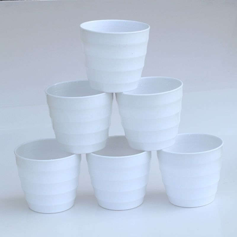 Flowerpot Color 6 Pieces Of White Corrugated Flower Pots