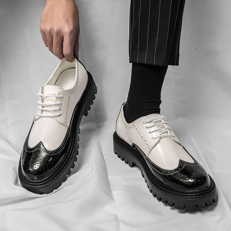 Mens Leather Shoes Color 20355 White Black Sizeuk 10.5