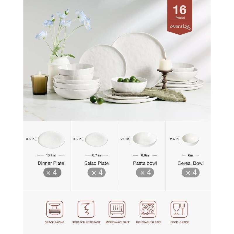 Bowl Color Polar White  4Set16Pcs