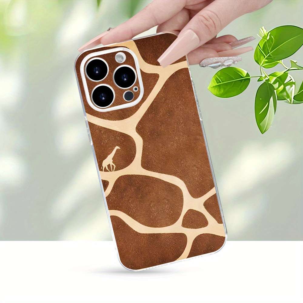 1Pc Transparent For iPhone 16 Plus Giraffe African Pattern Phone Case