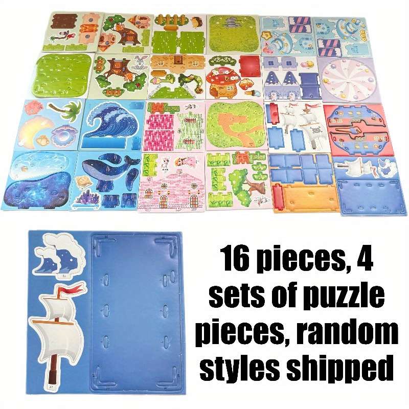 3D Building Model Puzzle Set Model Random Style Quantity 4 Pcs