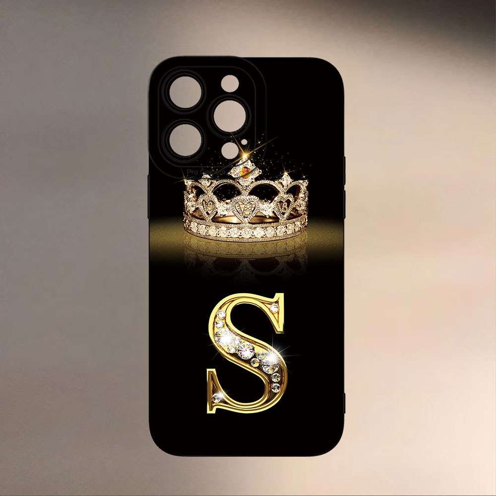 1Pc Black For iPhone 13 Mini Crown S Design Phone Case