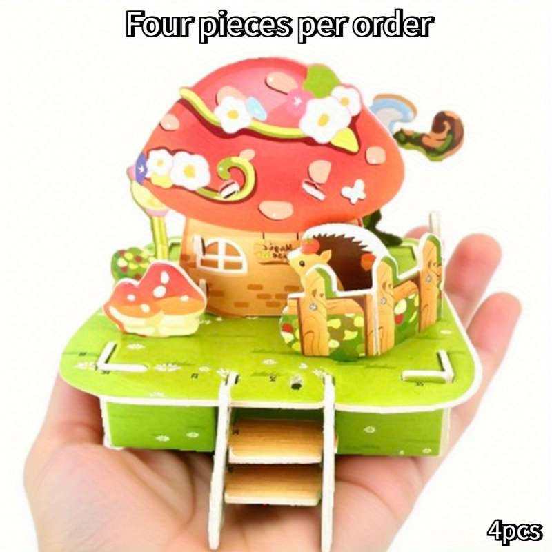 3D Building Model Puzzle Set Model Random Quantity 4 Pcs