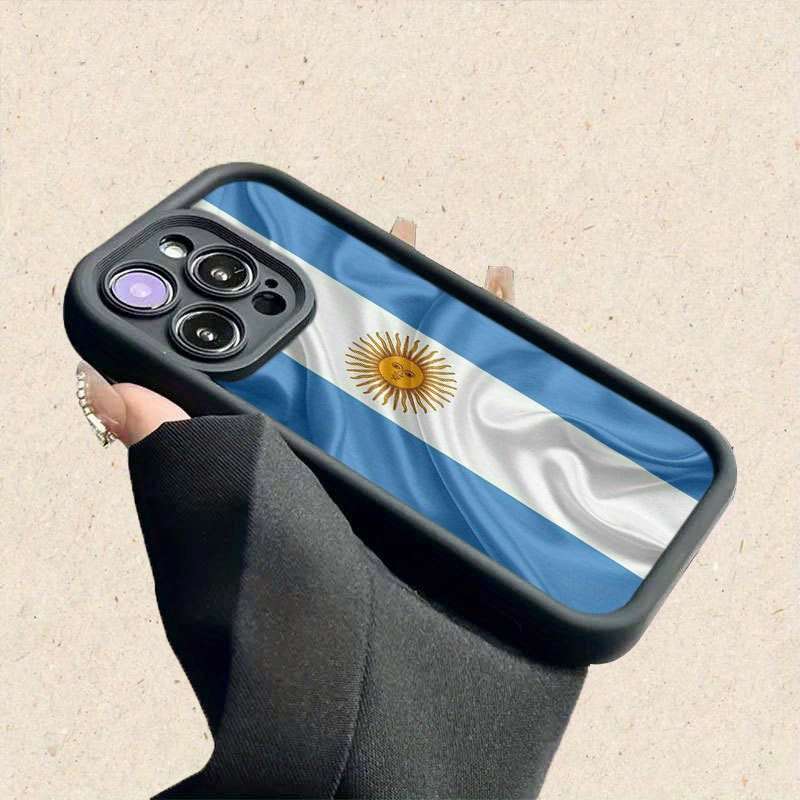 1Pc Black For iPhone 14 Argentine Flag Pattern Phone Case