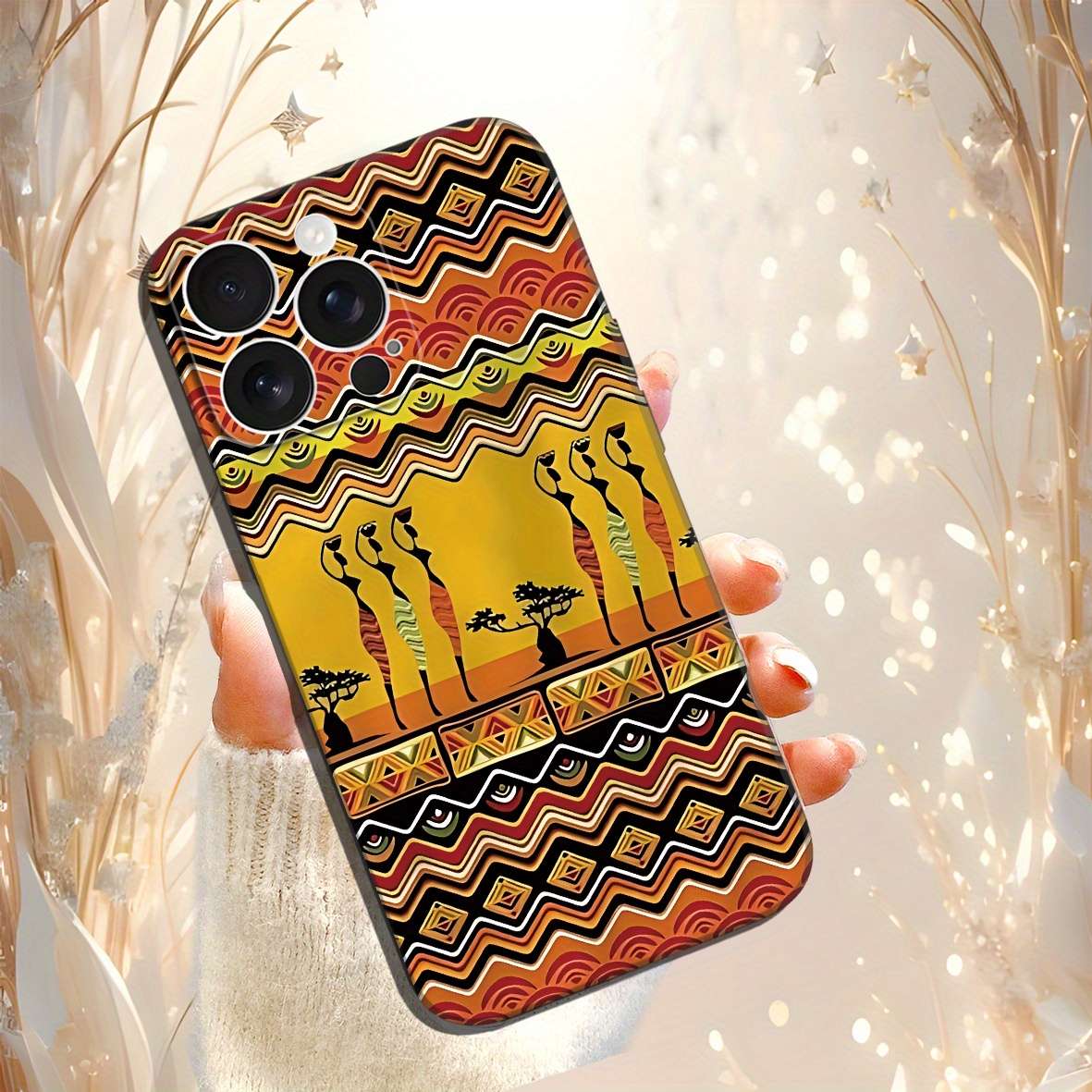 1Pc Black For iPhone 14 Stylish African Phone Case