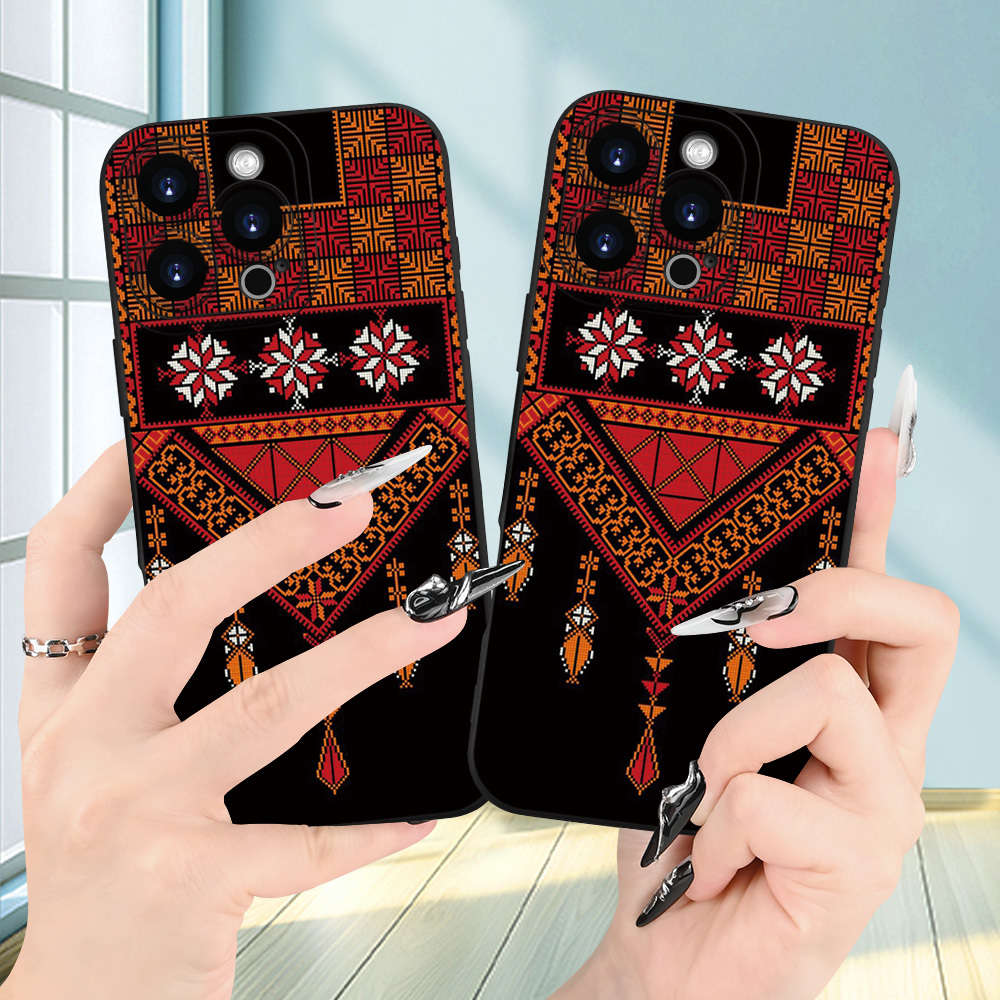1Pc Black For iPhone 16e African Style Geometric Phone Case