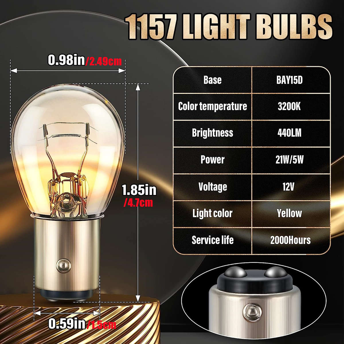 10pcs 1157 Light Bulb Replacement Bulbs for Marker Tail Running Parking And Bac