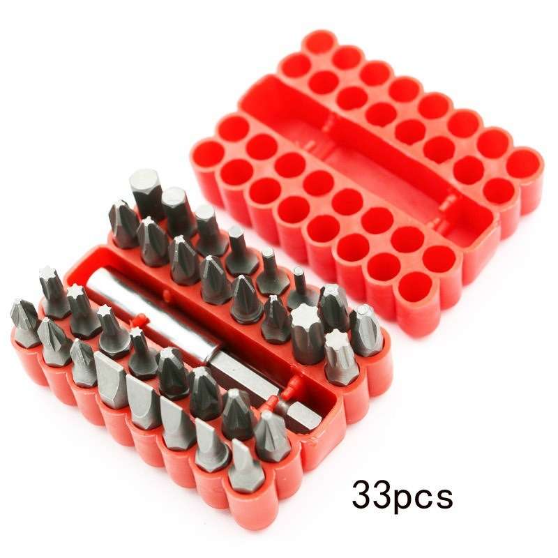 Screwdriver Bit Tool Set Color Red 33Pcs