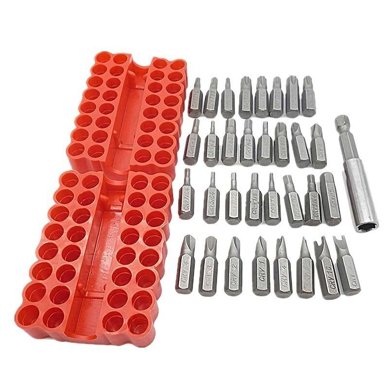 Screwdriver Bit Tool Set Color Red 33Pcs