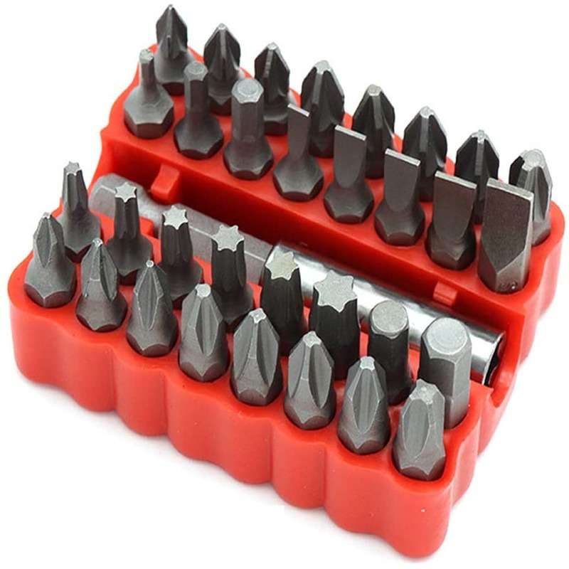 Screwdriver Bit Tool Set Color Red 33Pcs