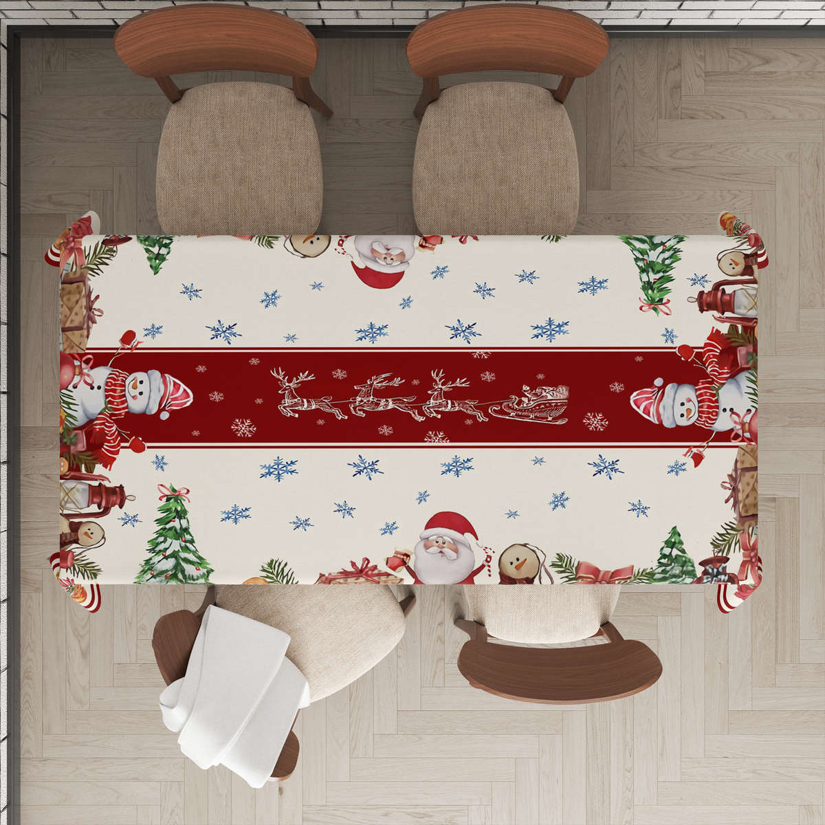 Christmas Tablecloth Color Christmas Size 55.1X55.1Inch  140X140Cm