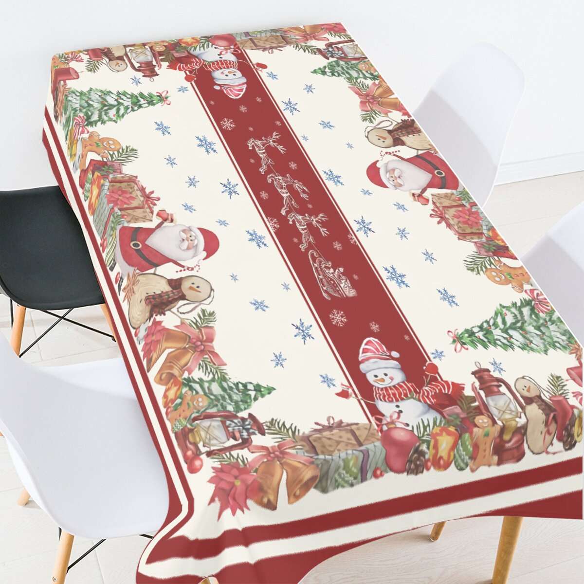 Christmas Tablecloth Color Christmas Size 55.1X55.1Inch  140X140Cm