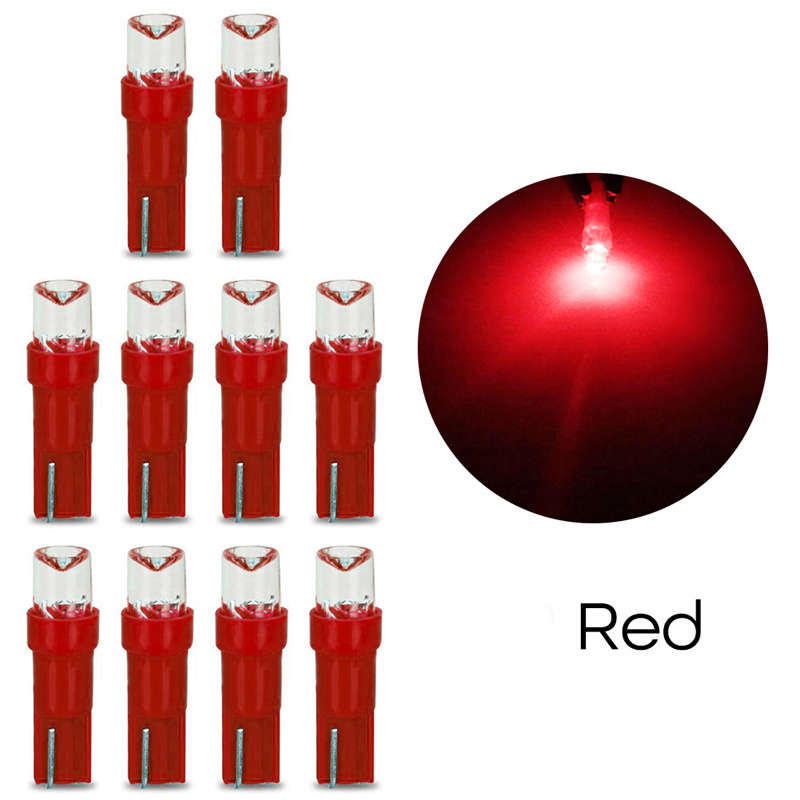 10pcs Red T5 LED Car Dash Dashboard Lights 74 73 286 Instrument Cluster Gauge Panel L