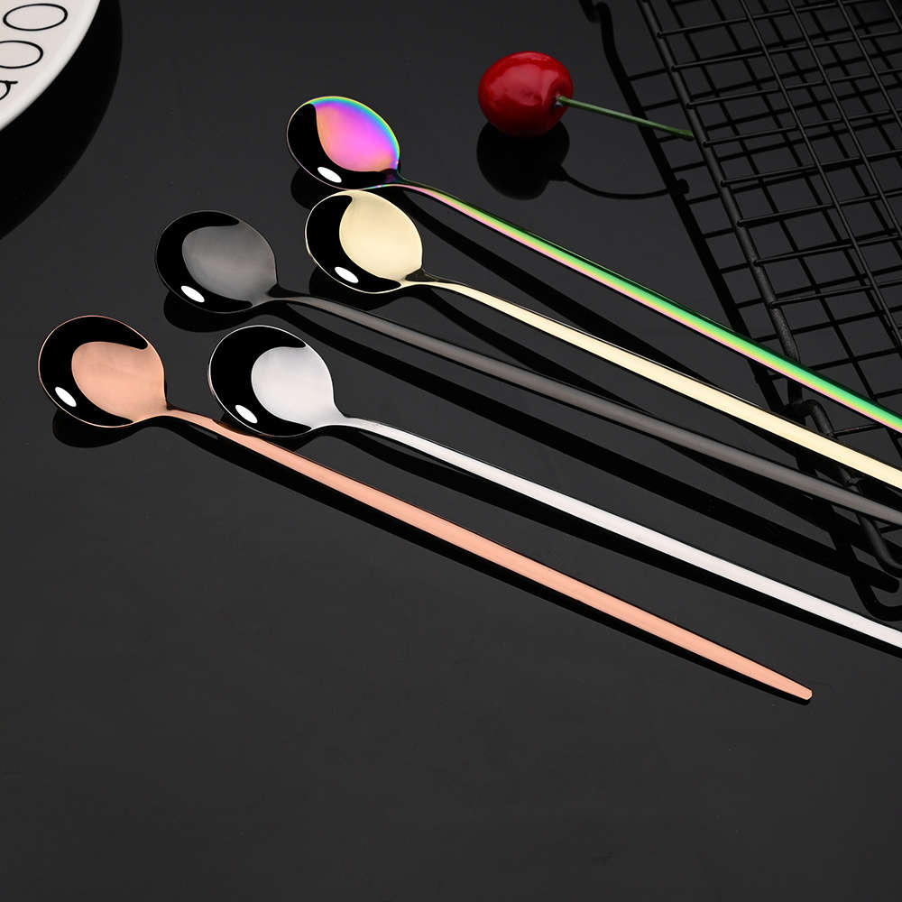 10pcs Of Colored Coffee Tea Stirring Spoons With Long Handles Ice Cream Dessert Spoons Stain