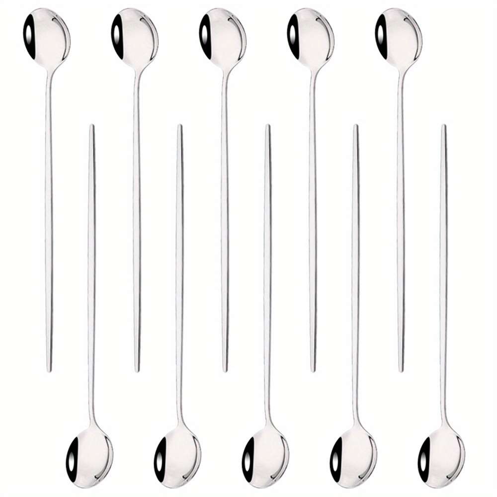 10pcs Of Colored Coffee Tea Stirring Spoons With Long Handles Ice Cream Dessert Spoons Stain