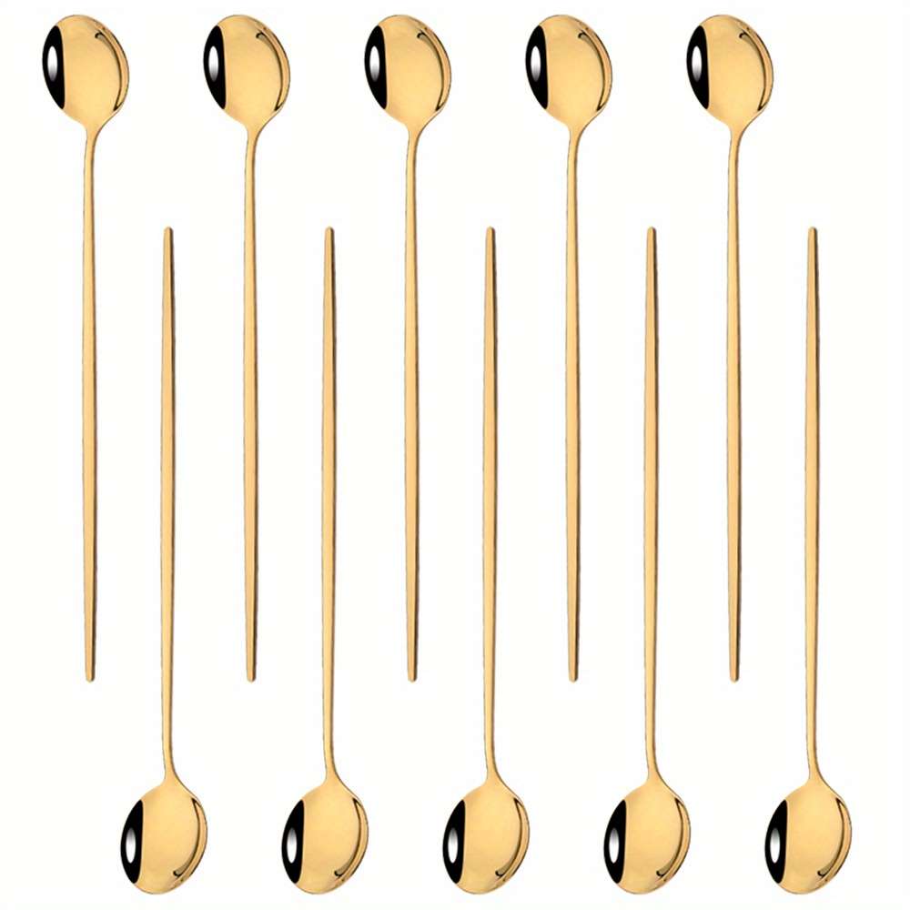 10pcs Of Colored Coffee Tea Stirring Spoons With Long Handles Ice Cream Dessert Spoons Stain