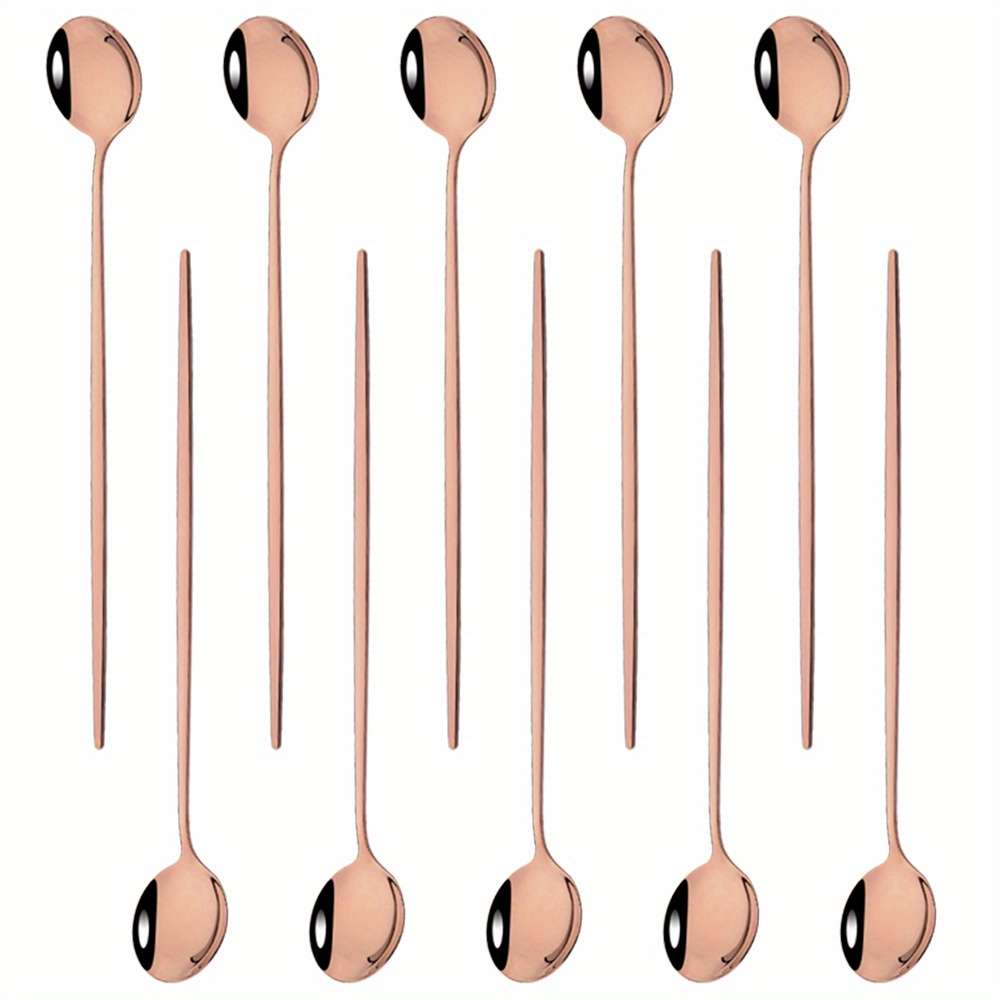 10pcs Of Colored Coffee Tea Stirring Spoons With Long Handles Ice Cream Dessert Spoons Stain