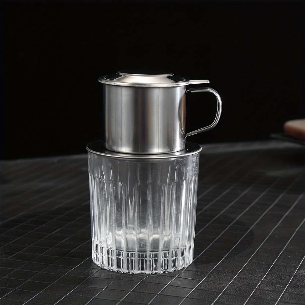 Stainless Steel Vietnamese Pour Over Coffee Maker With Leak Proof Filter Silver