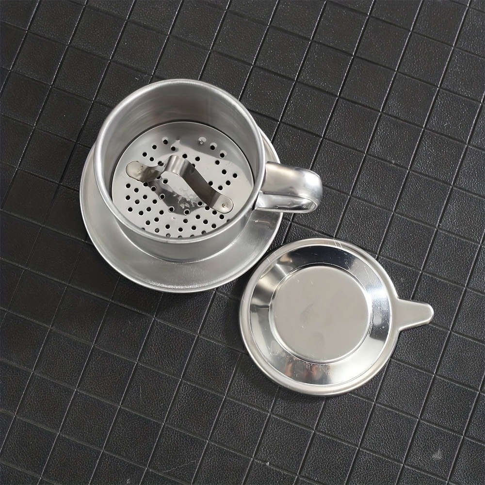 Stainless Steel Vietnamese Pour Over Coffee Maker With Leak Proof Filter Silver