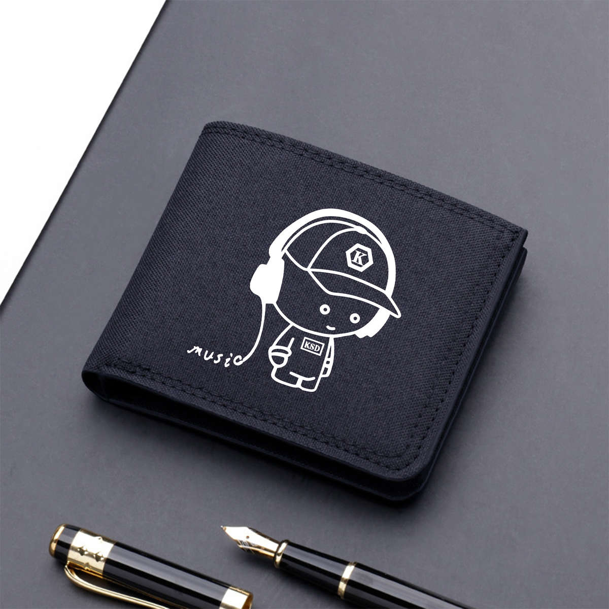 Music Boy Pattern Short Wallet Cartoon Pattern Credit Card Holder Portable And Lightweigh